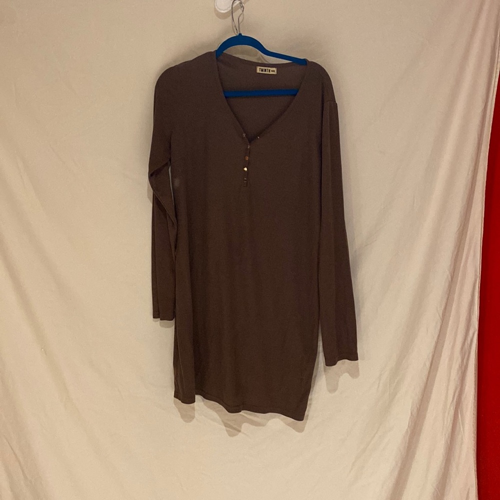 Brown cotton ribbed tshirt dress
